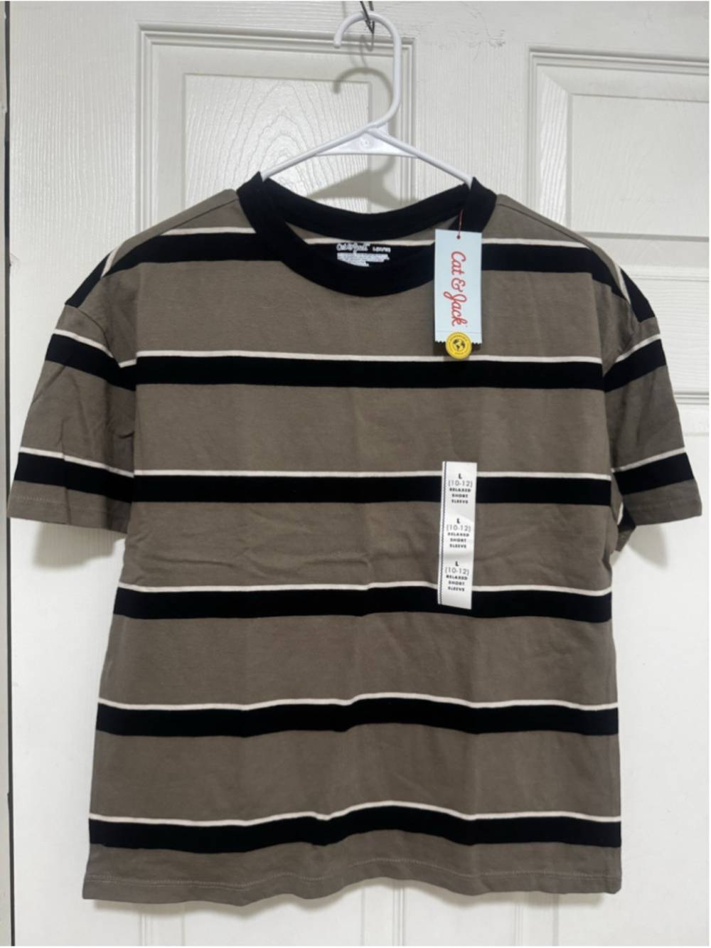 Size Large 10/12 Cat & Jack Striped Short Sleeve T-Shirt